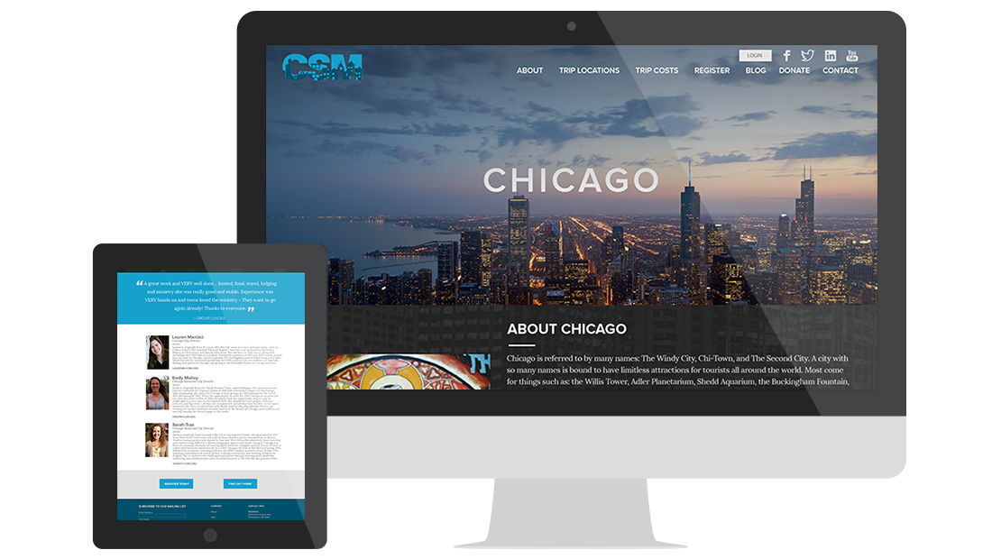 City Service Mission Website Design Trip Locations Chicago